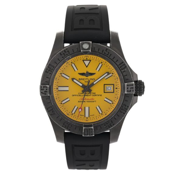 Breitling Avenger II Seawolf Blacksteel M17331 Yellow 45mm Men's Watch +B&P - Picture 1 of 12